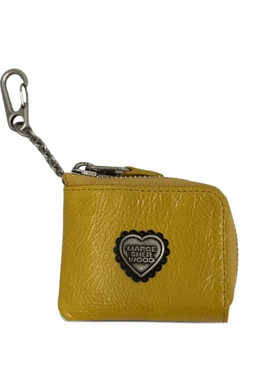 Margesherwood Heart Zipper Leather Wallet In Yellow
