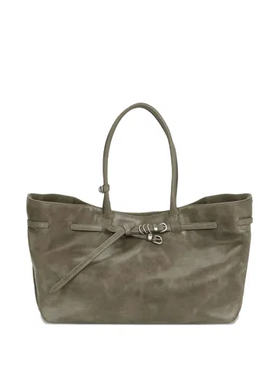 Margesherwood Large Grandma Belted Leather Tote Bag In Green