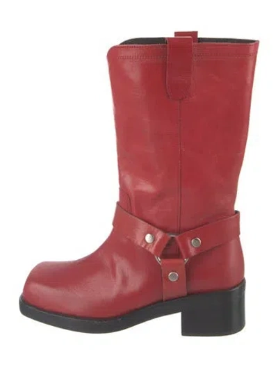 Pre-owned Margesherwood Leather Moto Boots In Red