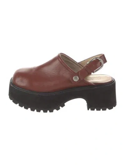Pre-owned Margesherwood Leather Slingback Flats In Brown