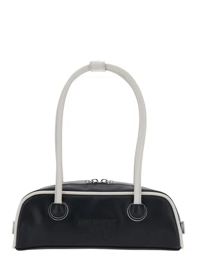 Margesherwood Marge Sherwood Soft Baguette Mini Shoulder Handbag With Logo Lettering In Leather, 28x In Black