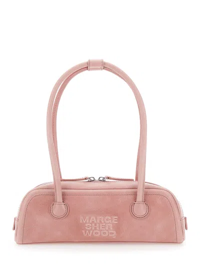 Margesherwood Margeherwood Soft Boston Mini Pink Shoulder Handbag With Two Top Handles And Logo Lett