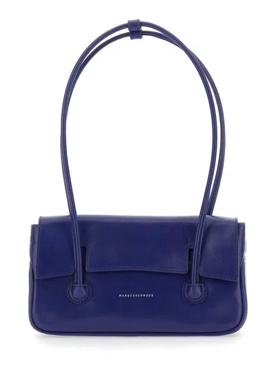 Margesherwood Mini Shoulder Handbag In Shiny Leather For Women In Blu