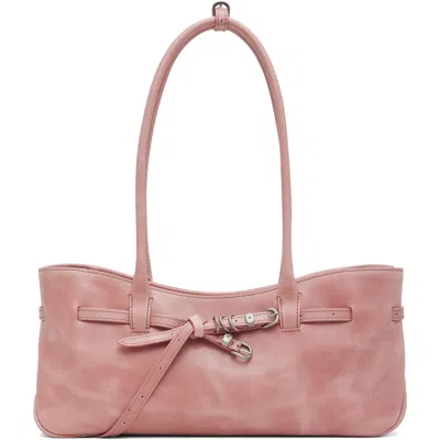 Margesherwood Pink Leather 'grandma' Used Shoulder Bag In Tea Rose Pull-up