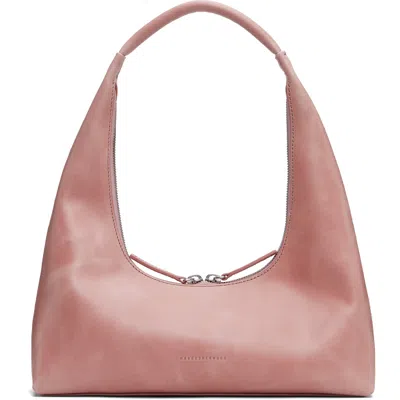 Margesherwood Pink Leather Shoulder Bag In Tea Rose Pull-up