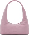 Margesherwood Purple Integrated Strap Shoulder Bag In Lavender Pink Suede