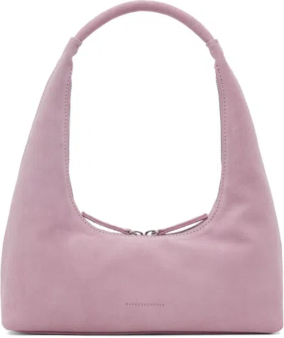 Margesherwood Purple Integrated Strap Shoulder Bag In Lavender Pink Suede