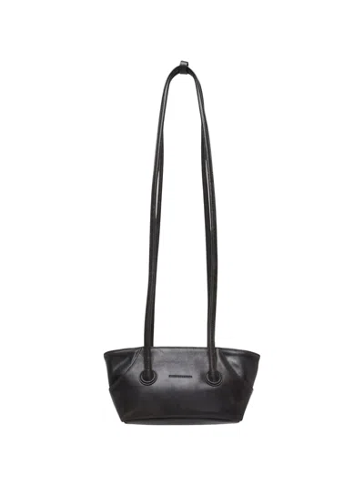 Margesherwood Small Boat Shopper Leather Shoulder Bag In Black
