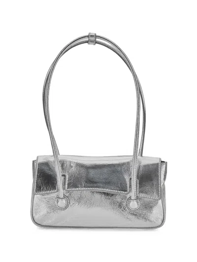 Margesherwood Small Crinkled-leather Shoulder Bag In Silver