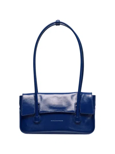 Margesherwood Small Flap Leather Tote Bag In Blue