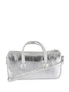 Margesherwood Small Metallic Crinkled Leather Tote Bag In Silver