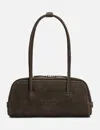Margesherwood Elongated Soft Baguette Bag With Embossed Logo In Brown
