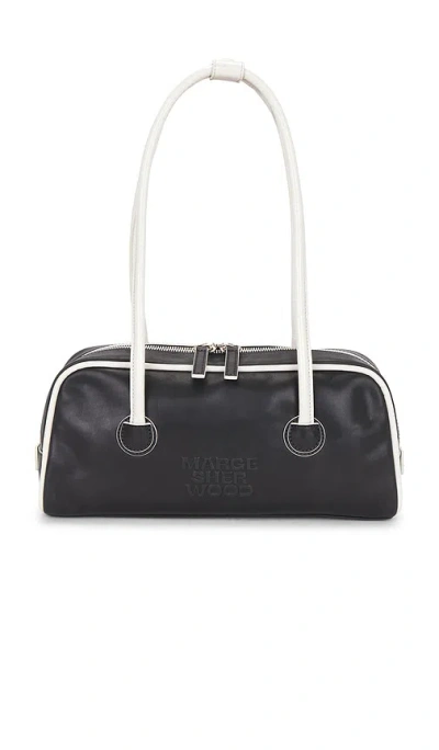 Margesherwood Soft Baguette Shoulder Bag In Black & Light Grey Pull-up Crinkle