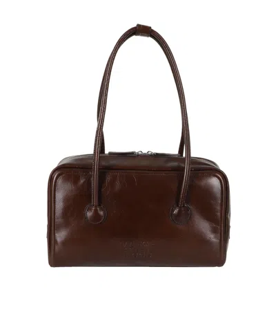Margesherwood Soft Boston Crinkle-effect Logo-debossed Tote Bag In Brown