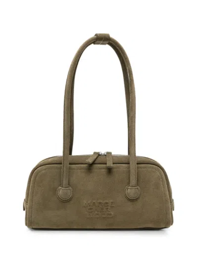 Margesherwood Soft Boston Ew Suede Shoulder Bag In Green