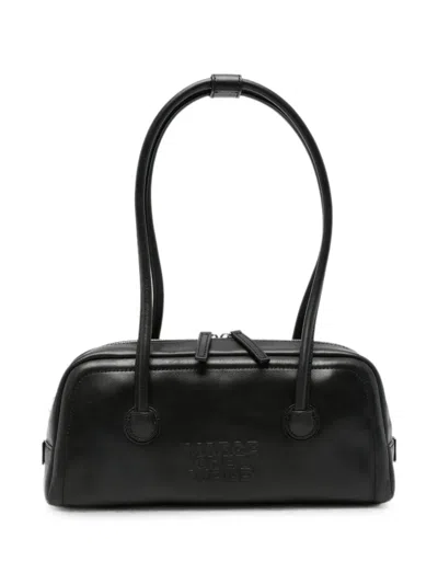 Margesherwood Soft Boston Logo-debossed Leather Shoulder Bag In Black
