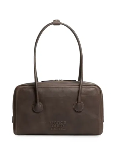 Margesherwood Soft Boston Logo-debossed Shoulder Bag In Brown