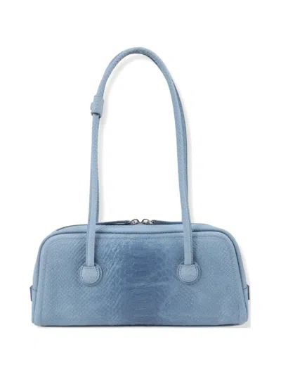 Margesherwood Soft Boston Python-effect Leather Tote Bag In Blue