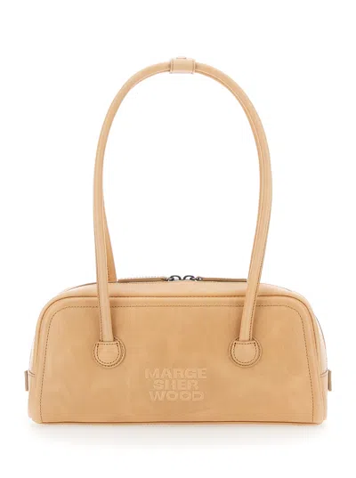 Margesherwood Soft Boston Shoulder Handbag With Leather Details, 40 Cm X 25 Cm X 15 Cm In Beige