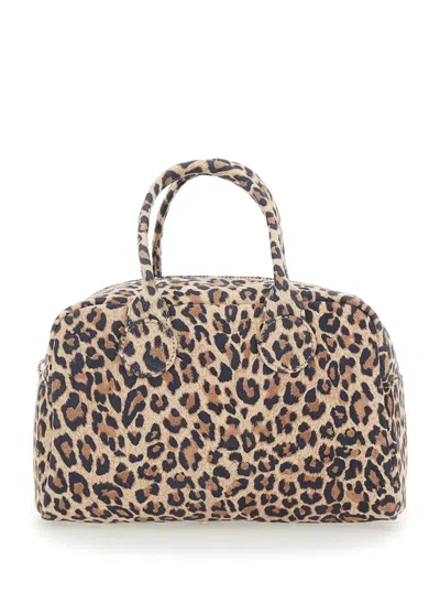 MARGESHERWOOD BROWN HANDBAG WITH ALL-OVER LEOPARD MOTIF AND BRUSHED EFFECT IN LEATHER WOMAN