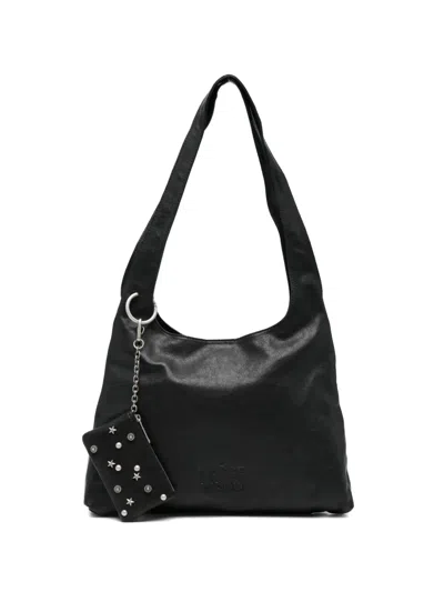 Margesherwood Washed Leather Shoulder Bag In Black