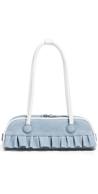 Margesherwood X Peanuts Boston Mini Bag Blue & White Denim Effect Suede
