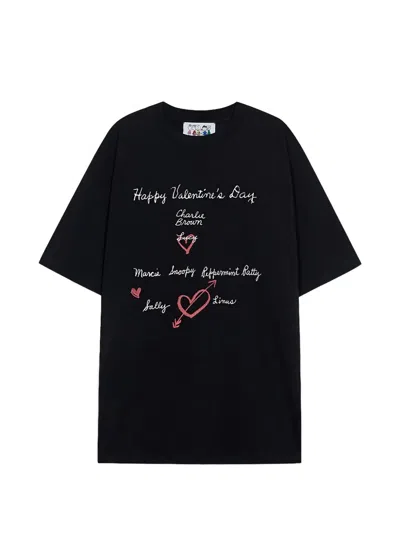 Margesherwood X Peanuts Lettering-print T-shirt In Black