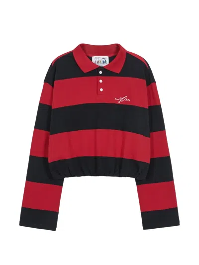 Margesherwood X Peanuts Striped-pattern Polo Shirt In Red