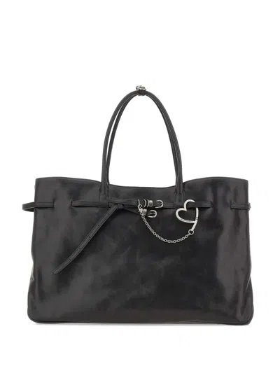 Margesherwood Grandma Used Xl Heart Keychain Tote Bag In Black