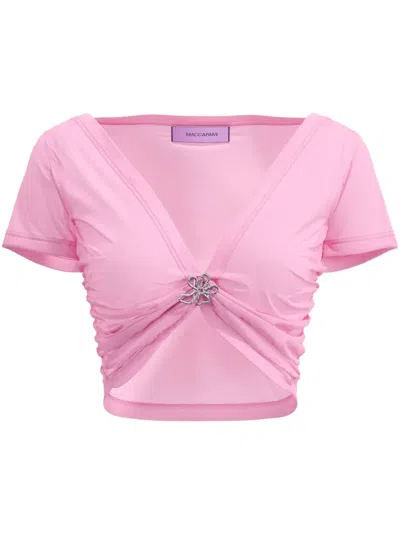 Margherita Maccapani Angela Gathered-detail Cropped Top In Pink
