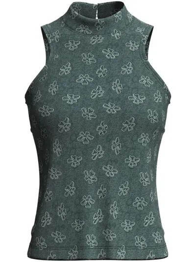 Margherita Maccapani Kendra Monogram-jacquard Top In Green