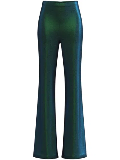 Margherita Maccapani Lurex Flared Trousers In Green