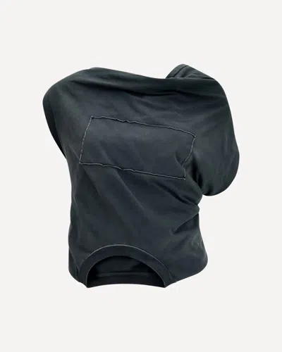 Margiela Asymmetric Draped Jersey Top In Grey