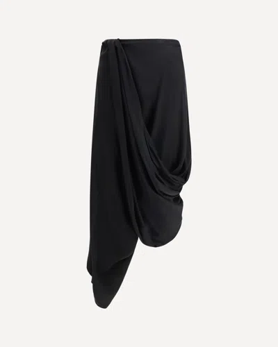 Margiela Asymmetric Midi Skirt In Cupro In Black