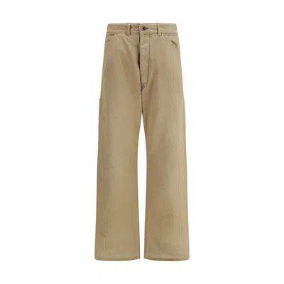 Margiela Beige Cotton Cargo Pants In Brown