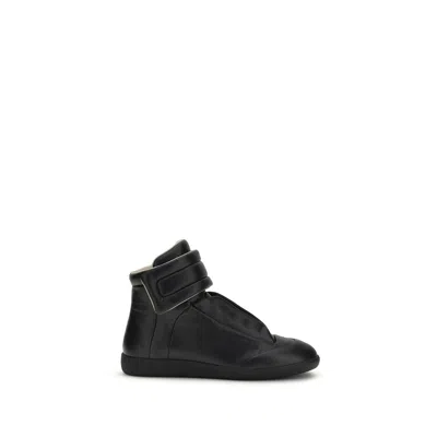 Margiela Black Calf Leather Bos Taurus High Top Sneakers In Multi