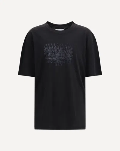 Margiela Cotton T-shirt With Tone-on-tone Lettering Print In Black