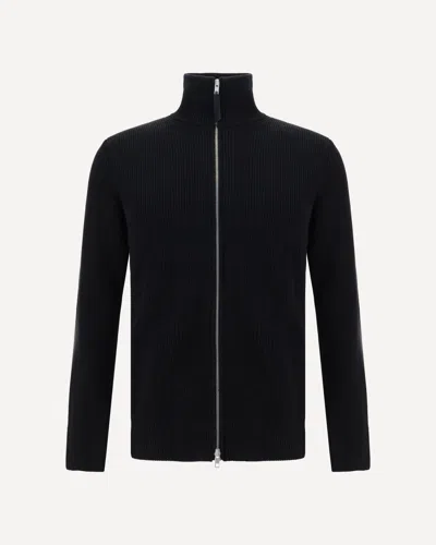 Margiela Cotton Zip-up Sweater In Black