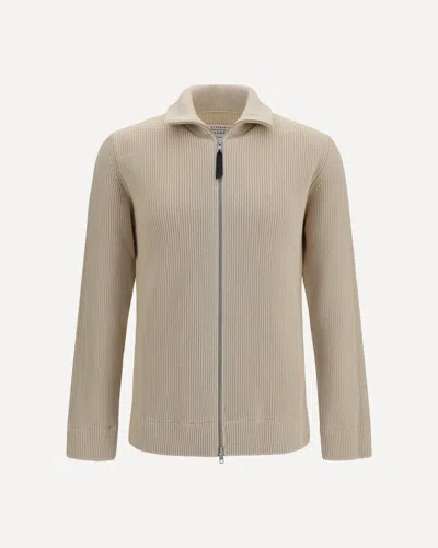Margiela Cotton Zip-up Sweater In Sand