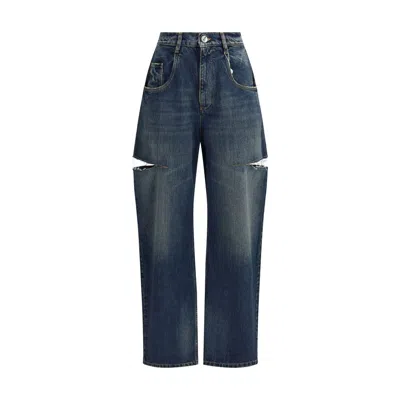 Margiela Denim Jeans With Cut-out Detail In Blue