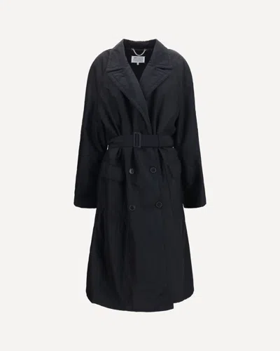 Margiela Double-breasted Belted Coat In Black