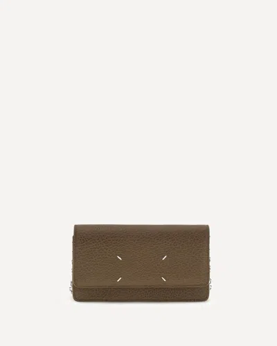 Margiela Grained Leather Wallet In Brown