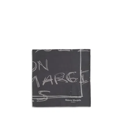 Margiela Gray Silk Scarf In Black