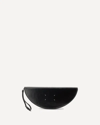 Margiela Halfmoon Leather Clutch Bag In Black