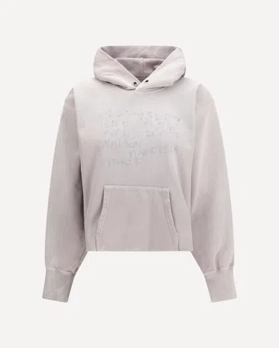 Margiela Printed Hoodie With Adjustable Drawstring Hood In Gray