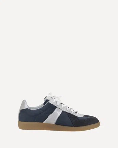 Margiela Suede Trainers In Dark Indigo/white