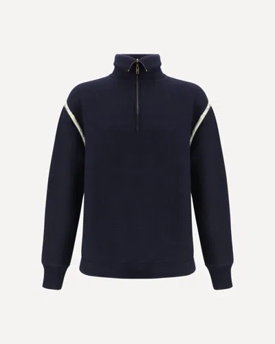 Margiela Wool Half-zip High-neck In Blue