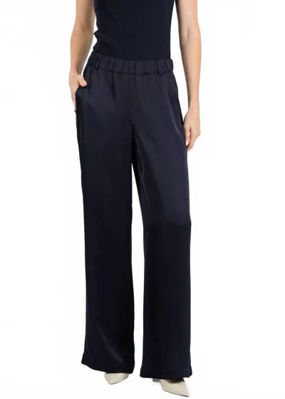 Margittes Irma Satin Pants In Navy In Blue