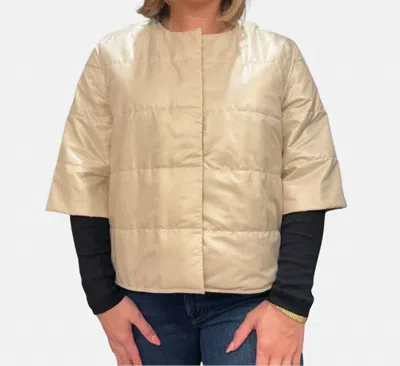 Margittes Quilted 3/4 Sleeve Boxy Jacket In Sand In Neutral