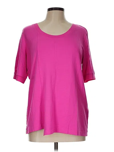 Pre-owned Margittes Short Sleeve Top Pink Scoop Neck Tops